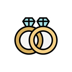 Poster - Rings, marriage icon. Simple color with outline vector elements of marriage icons for ui and ux, website or mobile application