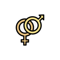 Poster - male, female, symbols icon. simple color with outline vector elements of marriage icons for ui and u