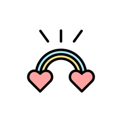 Poster - Rainbow, heart icon. Simple color with outline vector elements of marriage icons for ui and ux, website or mobile application