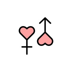 Poster - male, female, symbols icon. simple color with outline vector elements of marriage icons for ui and u