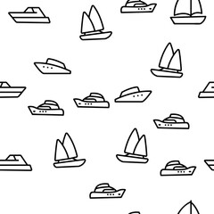 Wall Mural - Yacht Marine Transport Vector Seamless Pattern Thin Line Illustration