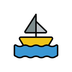Poster - Ferry boat, water icon. Simple color with outline vector elements of aqua icons for ui and ux, website or mobile application