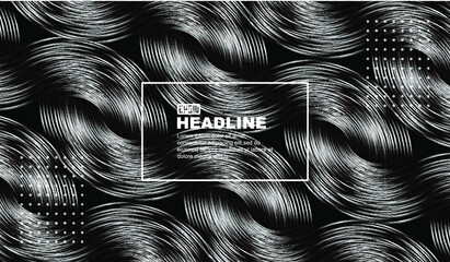 Poster - Black and white lines background, abstract dynamic texture.
