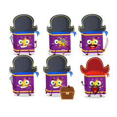 Poster - Cartoon character of magic book with various pirates emoticons