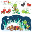 Vector Illustration of The Ant and the Grasshopper. Fairy tale characters.