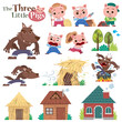 Vector illustration of Cartoon Three little pigs. Set of cute characters