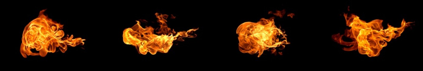 Fire flames on a black background