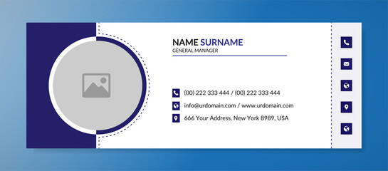 Wall Mural - corporate email signature template with an author photo place modern and minimal layout design