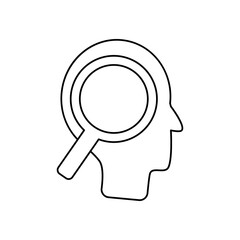 Canvas Print - human head with magnifying glass icon, line style