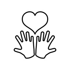 Canvas Print - hands and heart icon, line style