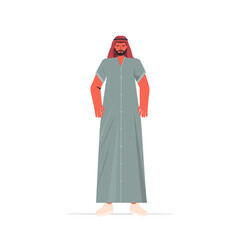 Wall Mural - arabic man in traditional clothes arab male cartoon character standing pose full length isolated vector illustration