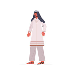 Wall Mural - arabic man in traditional clothes arab male cartoon character standing pose full length isolated vector illustration