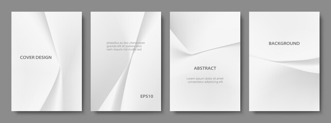 Wall Mural - Set of Abstract White Origami Backgrounds. Minimal Cover Design Templates with Copy Space. EPS 10 Vector.