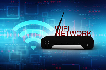 Poster - 3d rendering Transmitter WiFi
