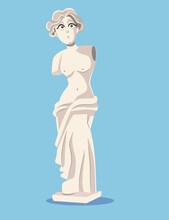 Venus De Milo Statue Vector Cartoon Funny Illustration 