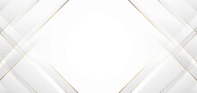 Abstract Modern White Background Paper Cut Style With Golden Line  Luxury Concept.