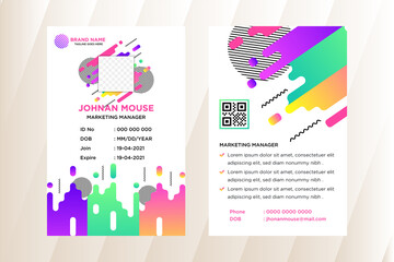 Poster - Colorful Corporate ID Card Design Template. vertical layout with rounded abstract style. line pattern in circle shape. vector illustration with white background. 