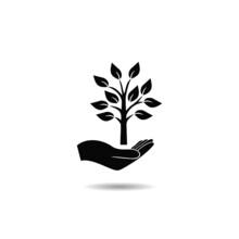 Hand With Tree Icon With Shadow