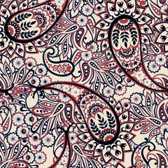  Paisley style Floral seamless pattern. Ornamental Damask background