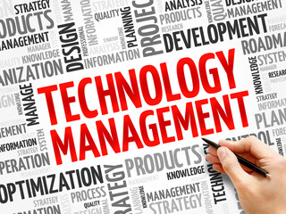 Poster - technology management word cloud, business concept background