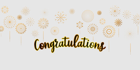 Wall Mural - congratulations gold celebration background with fireworks.