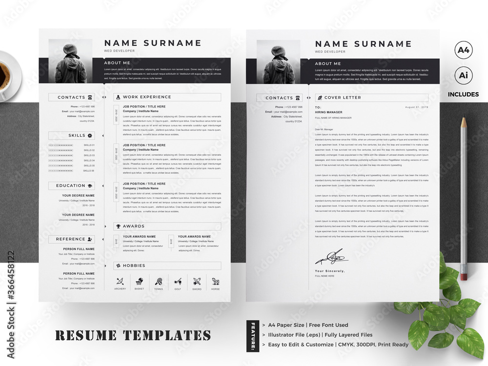 Resume Template Stock Vector | Adobe Stock