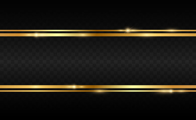 Poster - Gold glitter with shiny gold frame on a transparent black background. Vector luxury golden background.