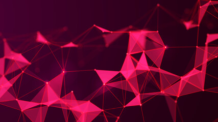 Aufkleber - Abstract polygonal space with connecting dots and lines. Dark background. Connection structure. 3d