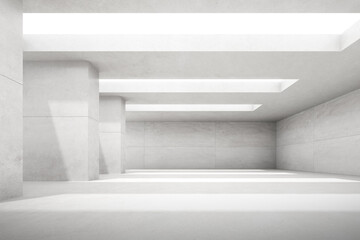 Poster - Abstract architecture space, Interior with concrete wall. 3d render.	
