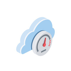 Poster - Cloud hosting speed. Vector 3d isometric, color web icons set, new flat style. Creative illustration, idea for infographics.