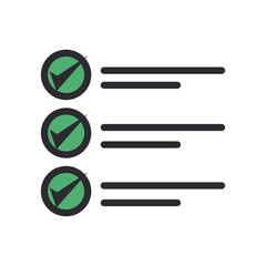 Check marks list line and fill style icon vector design