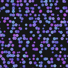 Cartoon Manga Purple Flowers Seamless Pattern On Navy Blue Background