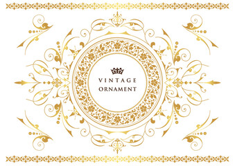 Wall Mural - vintage ornament set. frames or borders.