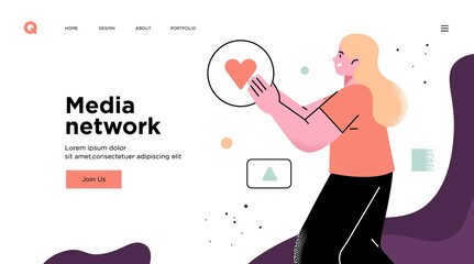 Poster - presentation slide template or landing page website design. business concept illustrations. modern f