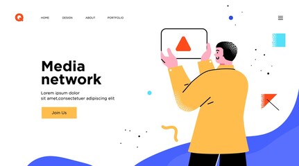 Poster - presentation slide template or landing page website design. business concept illustrations. modern f
