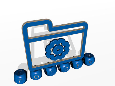 3D illustration of folder graphics and text made by metallic dice letters for the related meanings of the concept and presentations. business and background