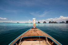 A Long Tail Boat Bow With In Krabi, ​​Thailand.