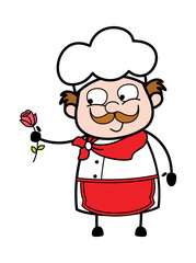 Wall Mural - Cartoon Businessman Giving a Red Rose