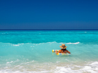 Poster - Woman at the beach in Greece