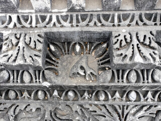 Wall Mural - Fragment of grey marble background with pattern in the Ancient city of Perge near Antalya, Turkey