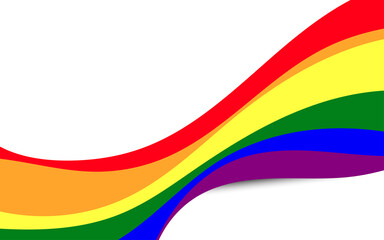 Wall Mural - Vector LGBT pride rainbow wave flag of lesbian, gay, and bisexual colorful on white background