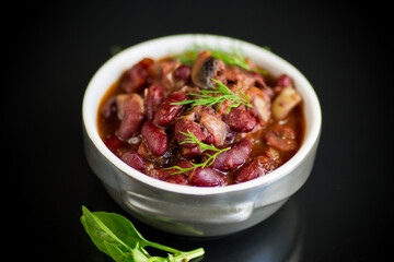 cooked boiled red beans with various vegetables