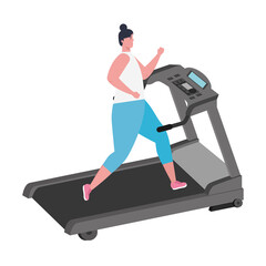 Sticker - sport, woman running on treadmill, sport person at the electrical training machine