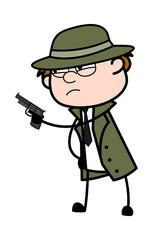 Wall Mural - Cartoon Spy Pointing Gun