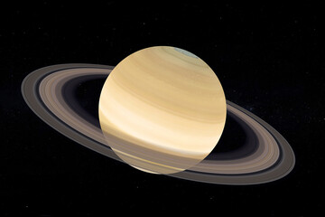 Poster - Solar System Concept. View of Full Big Planet Saturn with Rings from Space. Elements of this image furnished by NASA. 3d Rendering