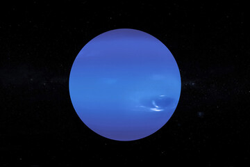 Poster -  Solar System Concept. View of Full Big Planet Neptune from Space. Elements of this image furnished by NASA. 3d Rendering