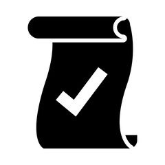 Sticker - parchment with check mark icon, silhouette style