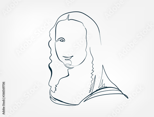 Fotomural la gioconda famous painting line one art isolated vector illustration