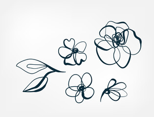 Wall Mural - flower line one art isolated vector illustration