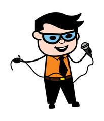 Sticker - Cartoon Businessman holding Mic